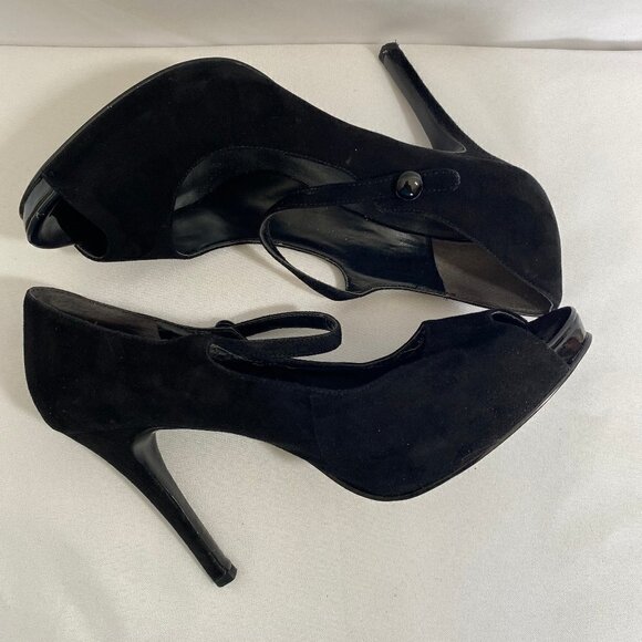 Peep Toe Suede High Heel Shoes - Picture 16 of 16